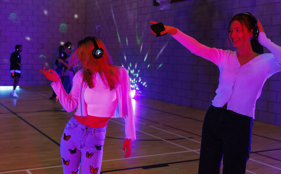 Students at a silent disco
