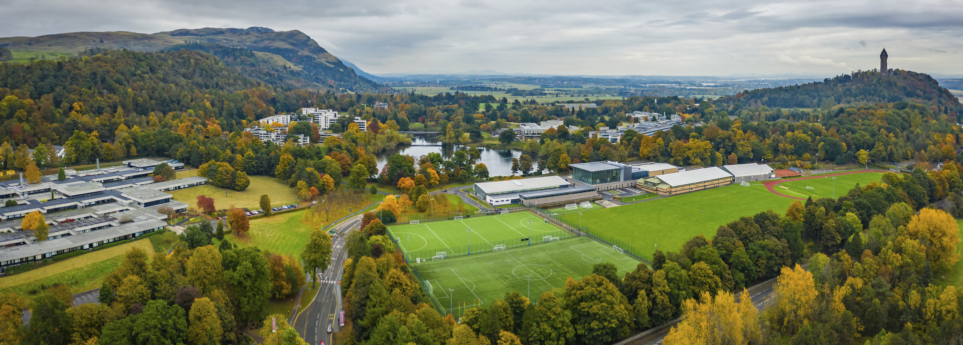 Drone photo of the University of Stirling campus