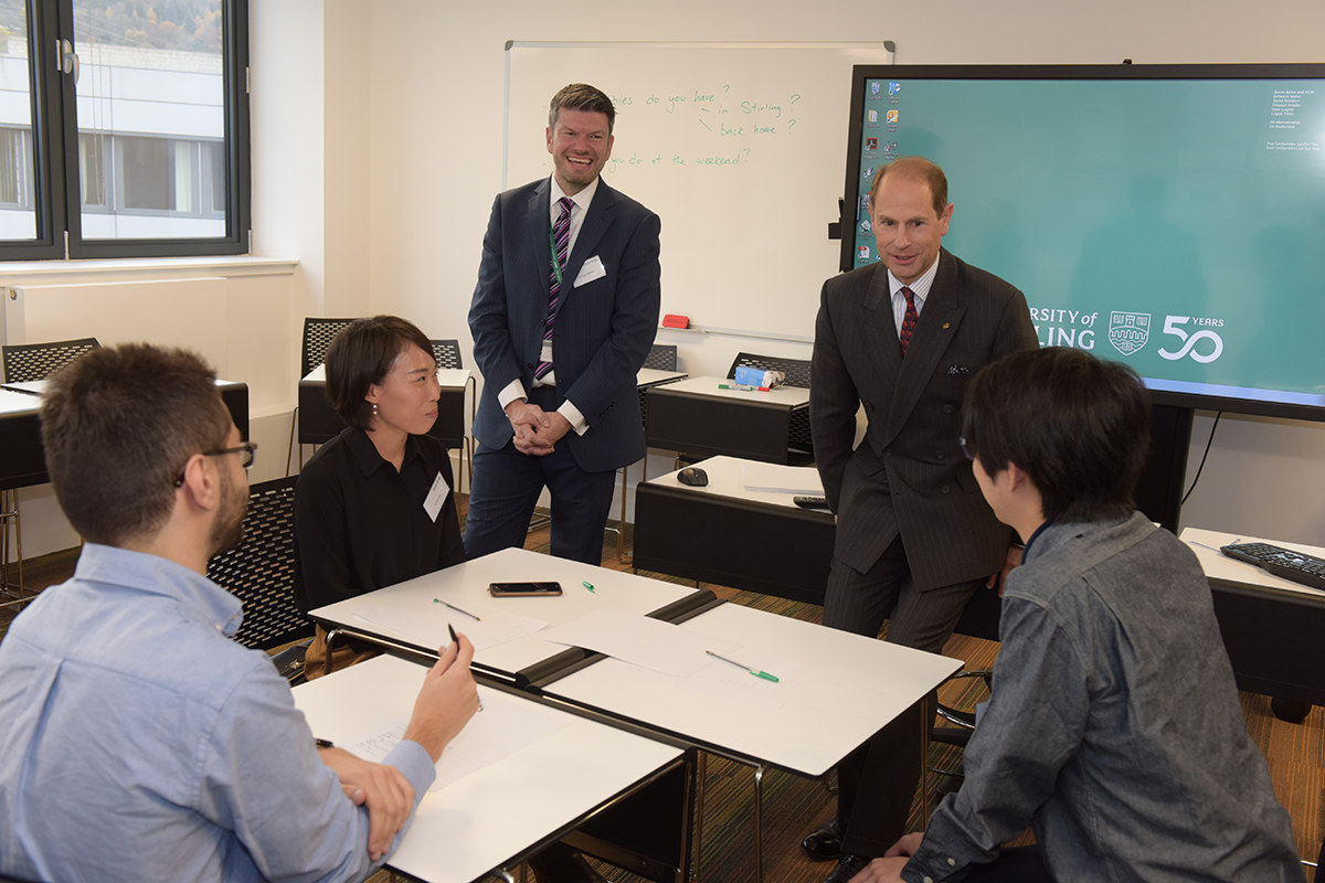 The Earl of Wessex met staff and students during his visit to the new building