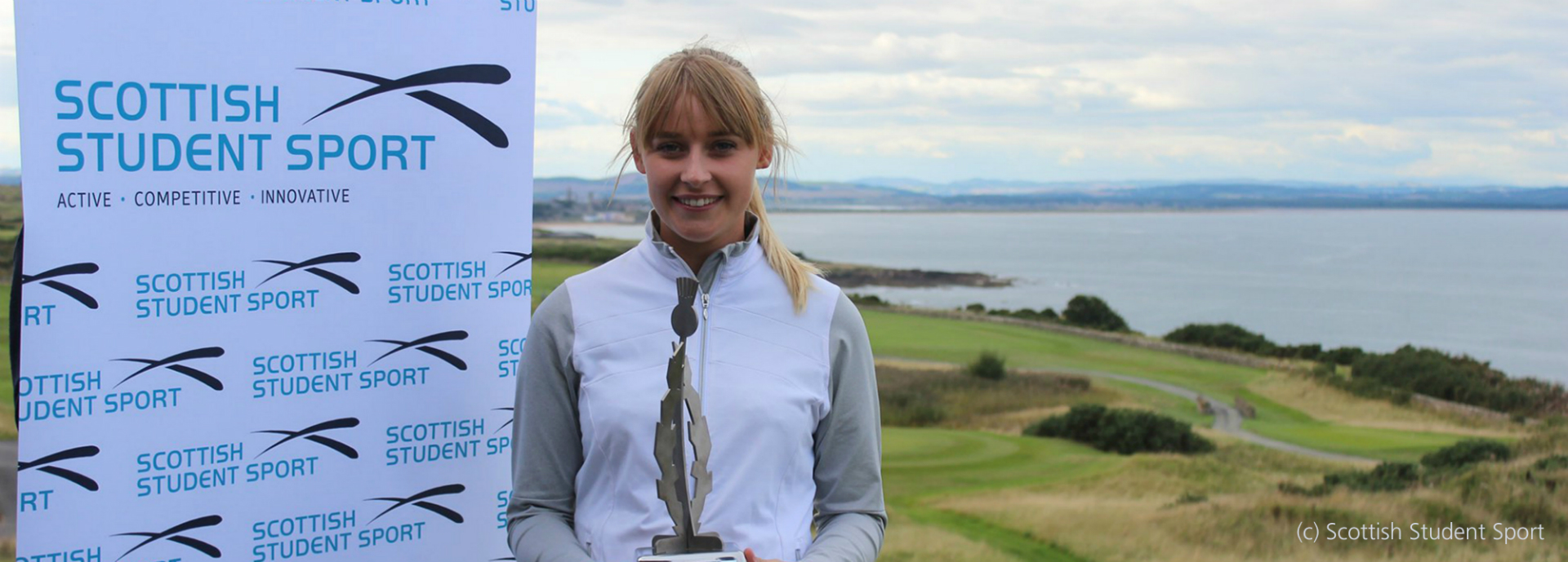 Nicola Slater with Stirling International golf trophy