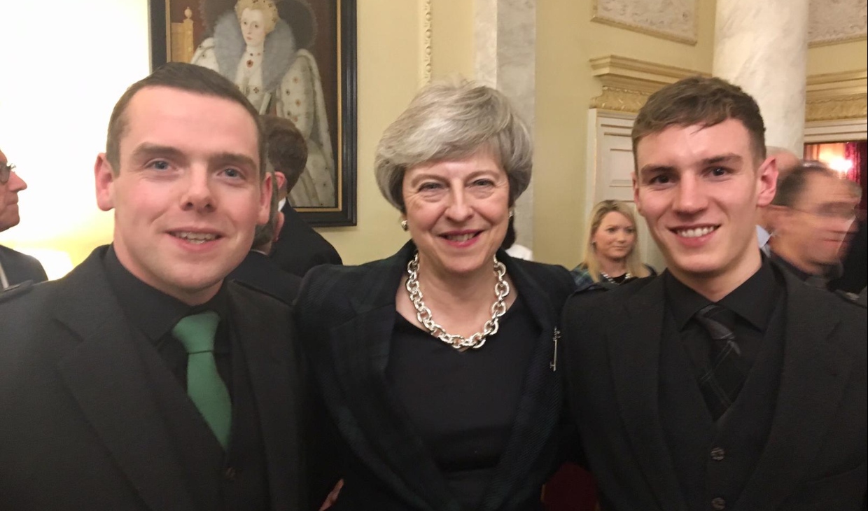 Cameron Main with Douglas Ross and Prime Minister