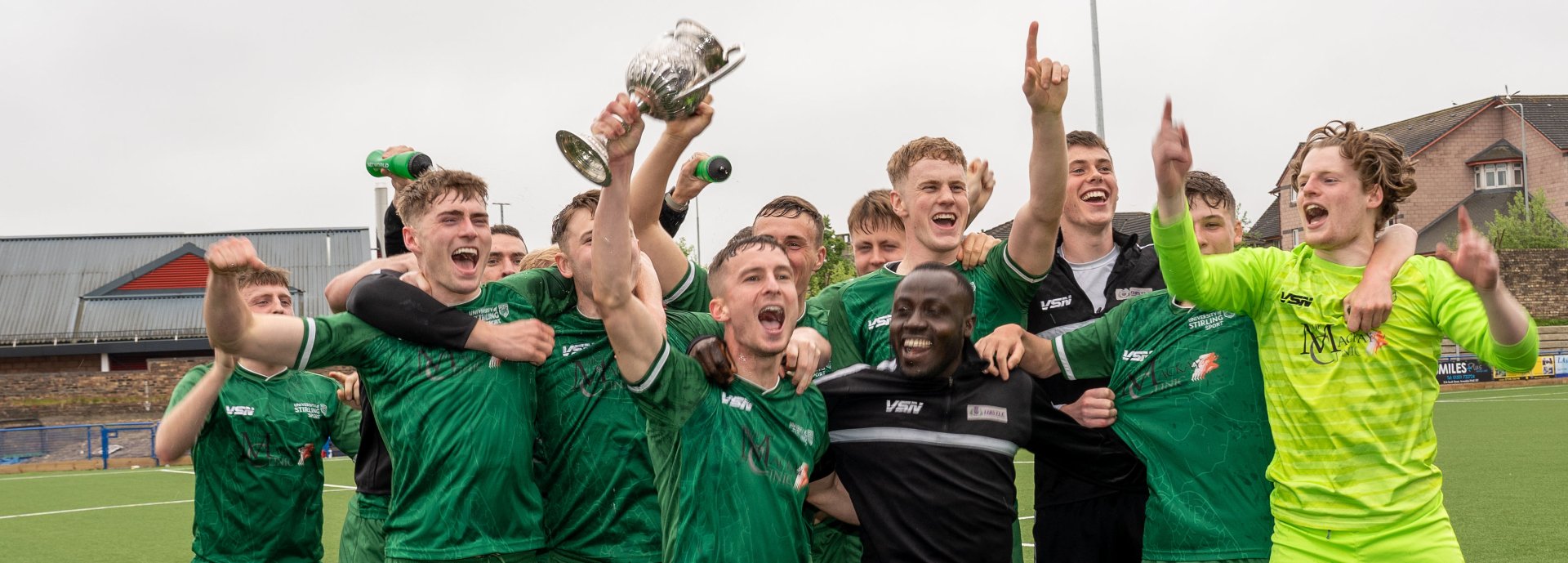 University football team celebrate after winning the East of Scotland Qualifying Cup.