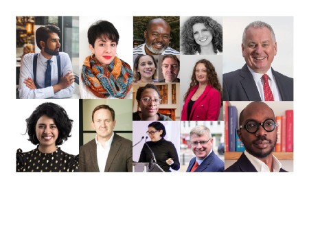Photographs of every speaker involved in the event on a white background
