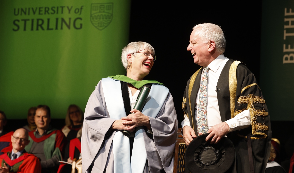 Honorary graduate Rona Munro with Jack McConnell