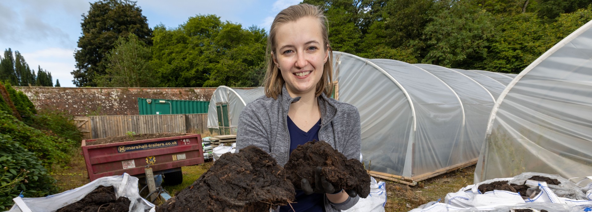 PhD researcher Georgina Page at University of Stirling with peat samples