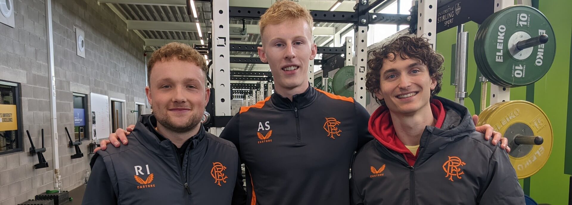 Ross Ireland, Andrew Smyth and Harry Sutherland photographed in their Rangers uniform.