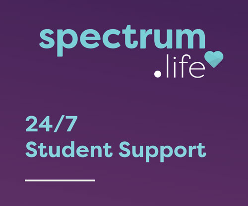 Spectrum.Life logo with '24/7 Student Support'