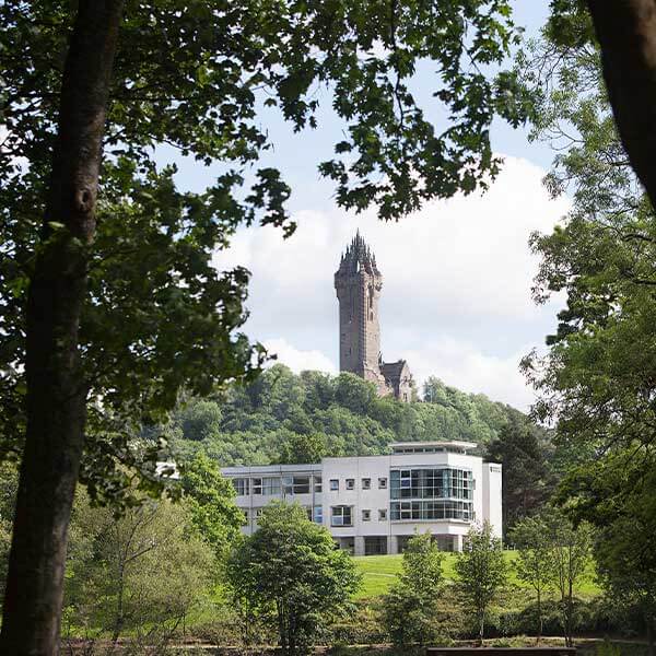 Wallace Monument in the distance with trees